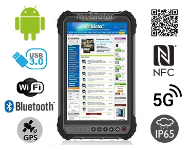MobiPAD TS9T - nowoczesny tablet przemysłowy z NFC, skanerem 2D Newland N1 i czytnikiem linii papilarnych, odporny na wodę i pył IP65, 8GB RAM, 256GB ROM, 8-rdzeniowy procesor, Android 10, ekran 8 cali 1920x1200, 5G, 4G LTE, Bluetooth 5.0