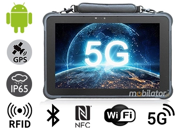 MobiPAD A311-T - odporny na wodę i pył tablet z UHF RFID (3-4m), ekran 10.1 cala, Android 10, 8GB RAM, 256GB ROM, LTE 5G, WiFi, NFC, Bluetooth 5.0, RJ45, 450 nits, pancerny tablet do pracy w trudnych warunkach, idealny na magazyn i wózek widłowy