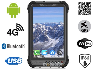 MobiPAD 9TS-6A - Nowoczesny tablet do pracy w terenie, Android 11, wyświetlacz 8 cali 1280x800, 1000 nits, skaner 2D Newland N1, 4GB RAM, 64GB ROM, LTE 4G, procesor 8x2.0GHz, WiFi, Bluetooth, NFC, kamery 5mpx/21mpx, GPS, bateria 10000mAh