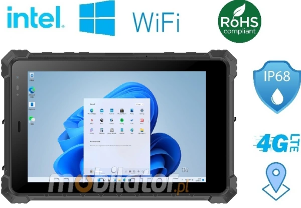 Mobipad 08DS-RTNL v.5 - Tablet outdoorowy 8cali IP68 z jasnym ekranem 700 nit, Windows 10, GPS, NFC, skaner 2D, modem 5G - do pracy w terenie