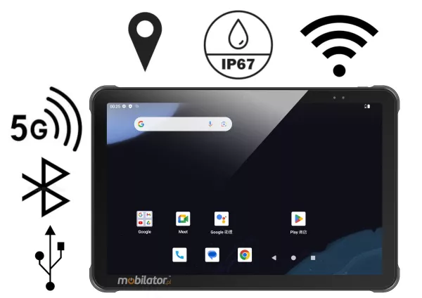 Chainway P100 v.2 - Drop- and water-resistant rugged tablet Android 14 Enterprise, 8GB Ram, 256GB Flash, 5G module, NFC, Android 14 Enterprise