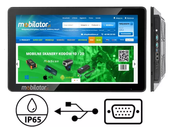 BiBox 133-I58 v.5 - Reliable panel PC 13.3-inch Full HD, Intel i5-8250U, 8GB RAM, SSD 256GB, RS232 x2, 2x RJ45, Windows 11 Pro - For Smart Building systems and building automation