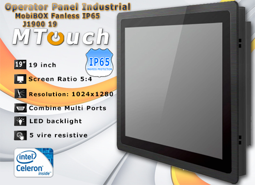 MTouch Operatorski Panel Przemyslowy MobiBOX IP65 1037U 19 Komputer panelowy Panel PC  Przemysowy komputer panelowy Ekran rezystancyjny 5 wire resistive wywietlacz 19 cali mobilator.pl New Portable Devices Windows RS-232 COM VGA HDMI Intel Celeron 