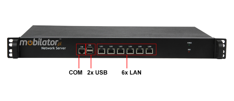 MiniPC yBOX 1U - Komputer przemysowy fanless 6x LAN do szafy rakowej pasywny vga intel mobilator wzmocniony szybki 6 lan rj45