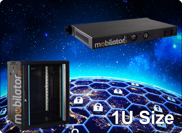 Wzmocniony komputer przemysowy z chodzeniem pasywnym i 4xLAN - do szafy rakowej MiniPC yBOX 1U-J1900 pasywny vga intel mobilator wzmocniony szybki 4 lan rj45