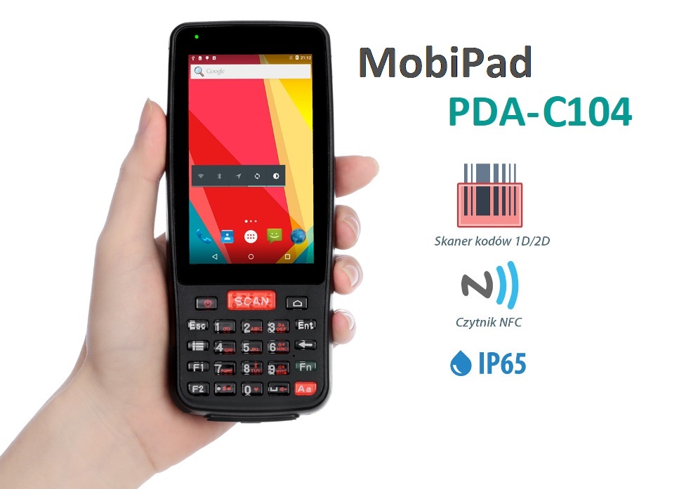 MobiPad PDA-C104 - Wodoodporny przemysowy kolektor inwentaryzator danych z RFID, 4G LTE, NFC oraz WiFi + Bluetooth 4.0 (ANDROID 6.0)