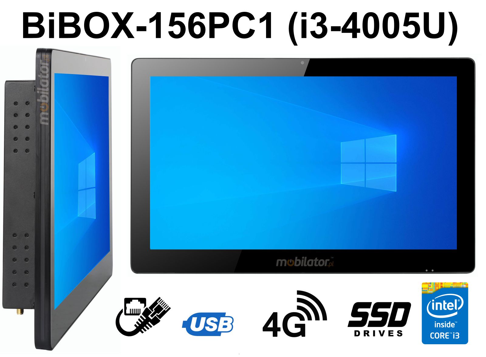BiBOX-156PC1-  Przemysowy komputer panelowy z 4G i norm odpornoci IP65 na ekran (1xLAN, 6xUSB)