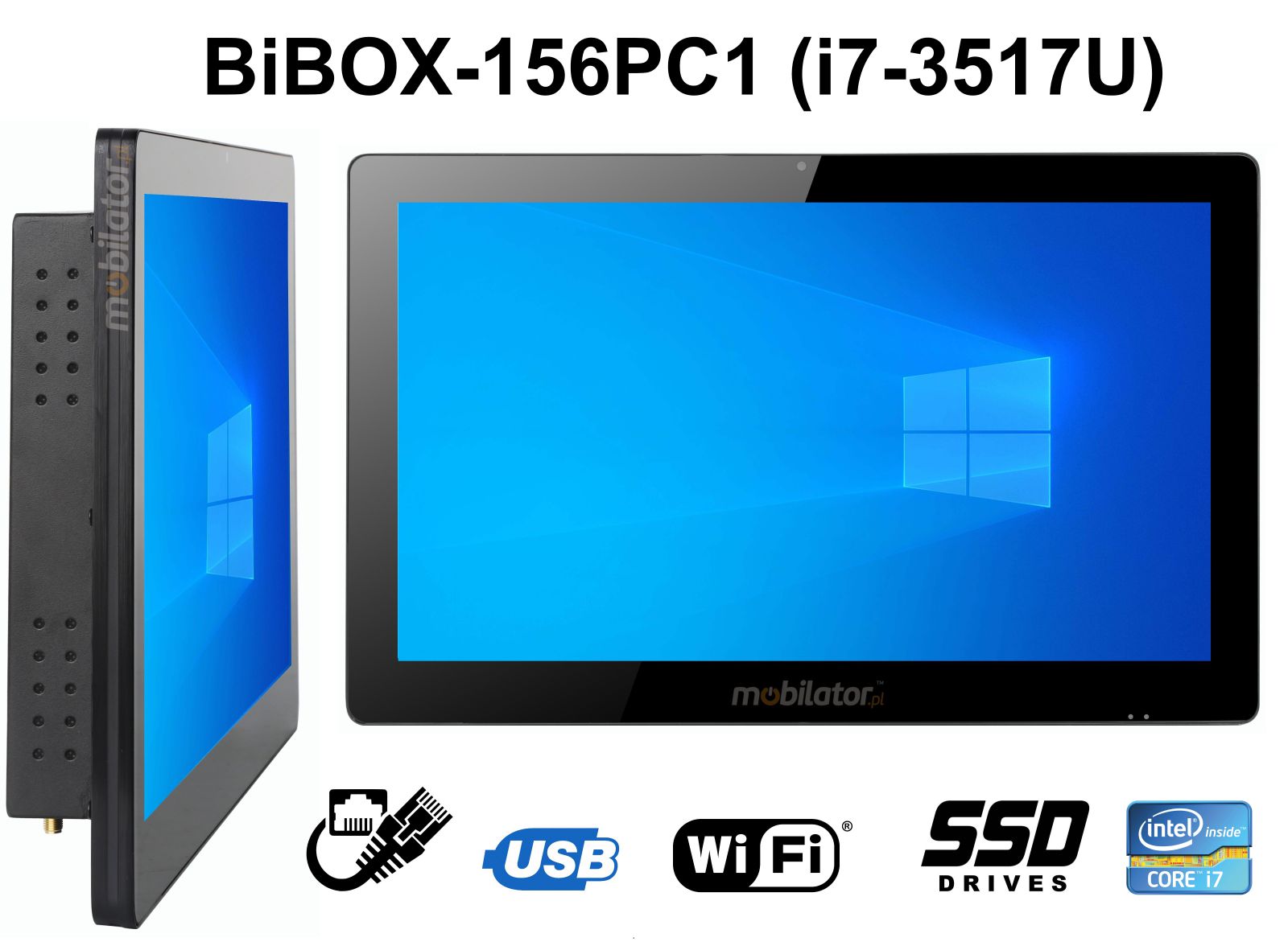 BiBOX-156PC1-  Przemysowy komputer panelowy z Wifi i norm odpornoci IP65 na ekran (1xLAN, 6xUSB)