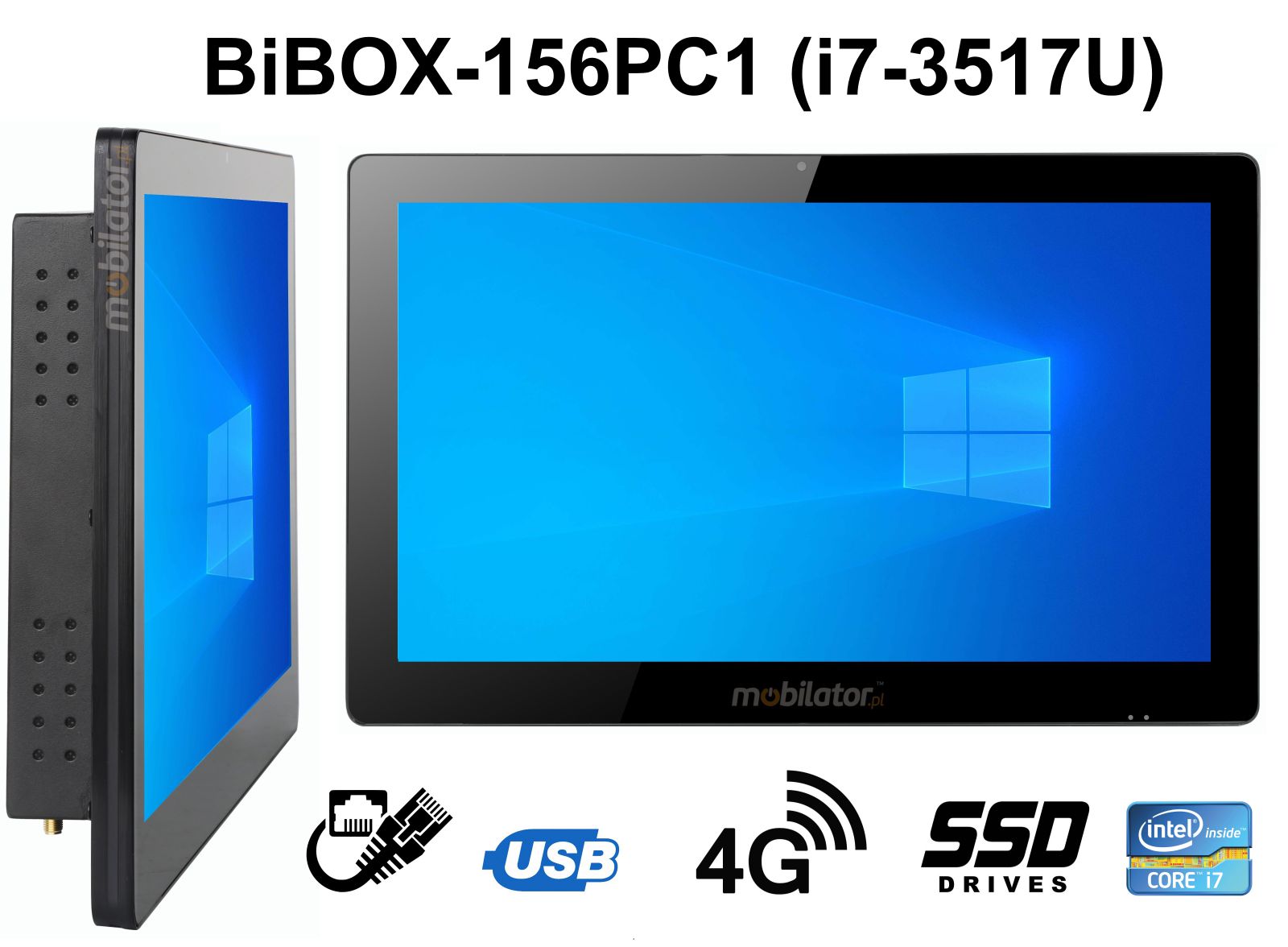 BiBOX-156PC1-  Przemysowy komputer panelowy z 4G i norm odpornoci IP65 na ekran (1xLAN, 6xUSB)