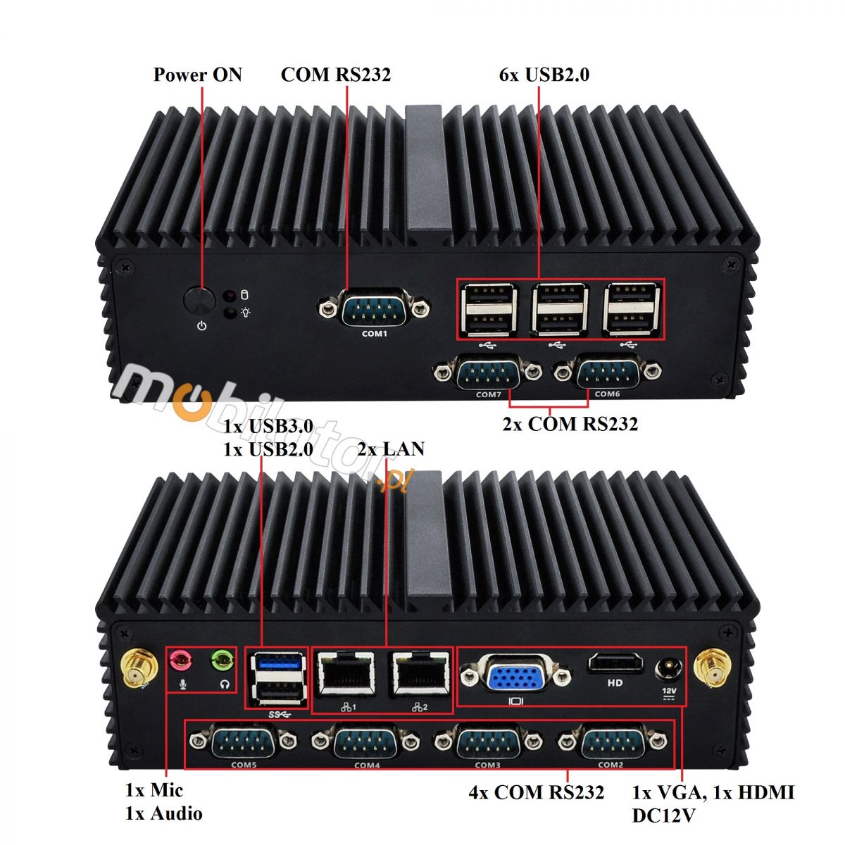 Komputer Przemysowy Fanless MiniPC mBOX Q190X Barebone