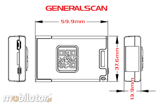 GENERALSCAN GS-M510BT-HIS Bluetooth 3.0 Generalscan Skaner 1D 2D CMOS Bezprzewodowy Bluetooth 3.0 Porczny Kompatybilny Windows Android IOS mobilator.pl New Portable Devices Mobilne Skanery kodw kreskowych MINI