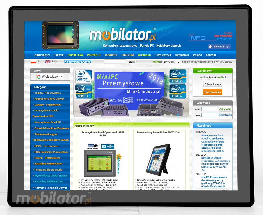 CTPC170RD3 dotykowy Panel przemysowy - z norm odpornoci IP65 na przednia obudowe (fanless) Mobilator polska new design przenosny intel solidny