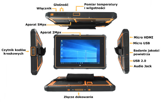 hdmi usb  skaner kodow kreskowych zlacze dokowania przyciski funkcyjne