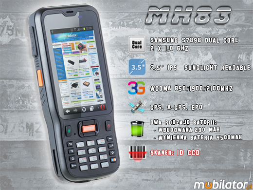 Przemysowy Kolektor Danych MobiPad MH83 RUGGED DATA COLLECTOR MH-83 rfid LF HF 3g wcdma gsm 1d barcode scanner czytnik kodow kreskowych 1d 2d
