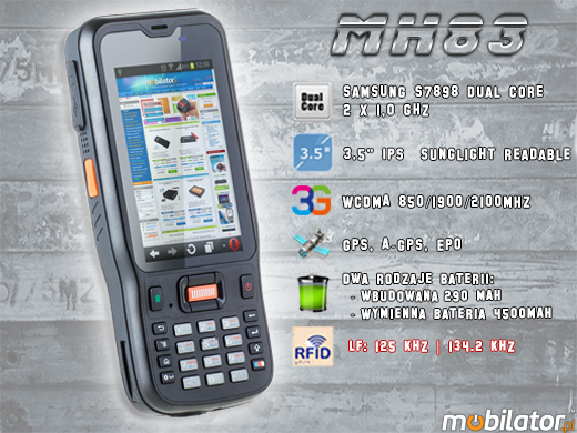 Przemysowy Kolektor Danych MobiPad MH83 RUGGED DATA COLLECTOR MH-83 rfid LF HF 3g wcdma gsm 1d barcode scanner czytnik kodow kreskowych 1d 2d