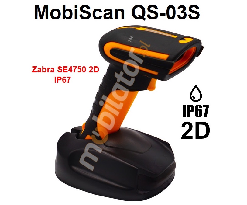 MobiScan QS-03S - Wytrzymay wzmocniony wodoodporny (IP67 i upadek z 3m) przemysowy skaner kodw kreskowych 2D z Bluetooth 4.0