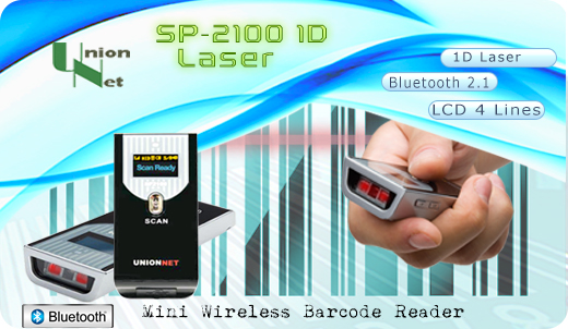 UnionNET  SP-2100 1D LASER Bluetooth  SP2100 Skaner 1D Laser Bezprzewodowy Bluetooth 2.1 Porczny   Kompatybilny Windows Android IOS mobilator.pl New Portable Devices Mobilne Skanery kodw kreskowych MINI wywietlacz