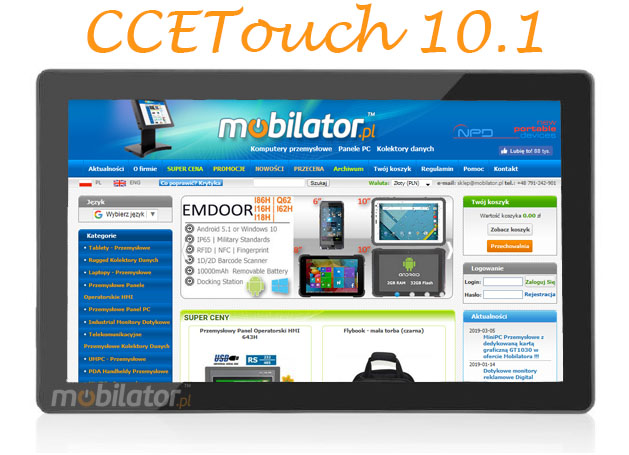 CCETouch CTPC1013RD przemyslowy panel pc odporny wzmocniony Mobilator polska new design przenosny intel solidny