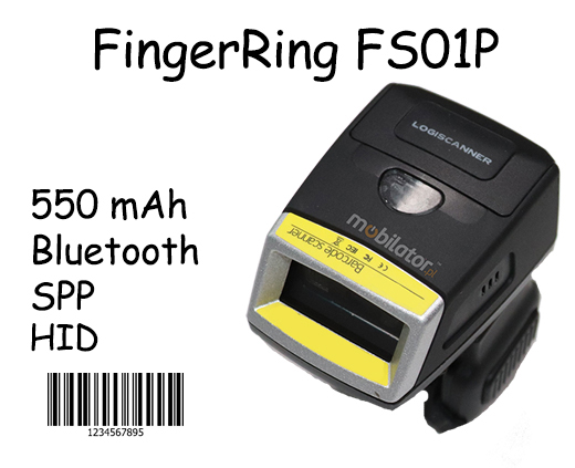 MobiScan FingerRing FS01P - mini skaner kodw kreskowych 1D  Bluetooth 3.0 Porczny piecie MobiSCAN  Kompatybilny Windows Android IOS mobilator.pl New Portable Devices Mobilne Skanery kodw kreskowych MINI