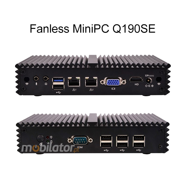 Komputer Przemysłowy Fanless MiniPC mBOX Q190SE v.1 mobilator ssd intel celeron