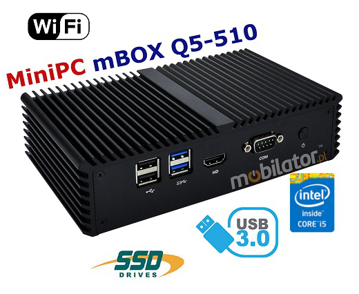 Bezwentylatorowy Komputer Przemysowy MiniPC mBOX Q5-510-50G6