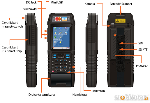 urovo i9000 connectors kamera mikrofon smart chip sim kolektor danych