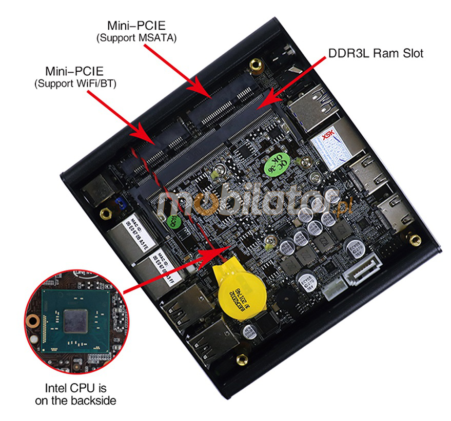 IBOX-NUC-C3L4 (J3160) - Fanless mini PC (4x LAN + 2x HDMI) z wzmocnioną obudową  