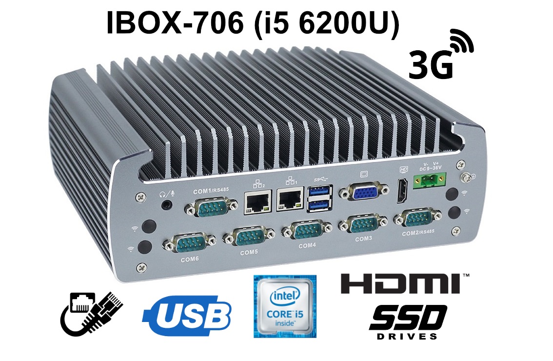 IBOX-706 (i5 6200U)  - Bezwentylatorowy komputer przemysłowy z procesorem Intel Core i5