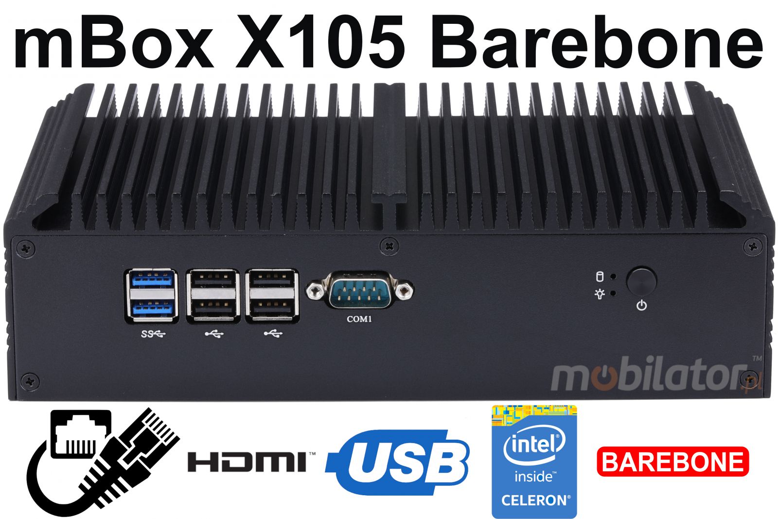 mBox X155 Barebone - Przemysowy MiniPC z procesorem Intel Celeron 3865U - Obrazek tytuowy