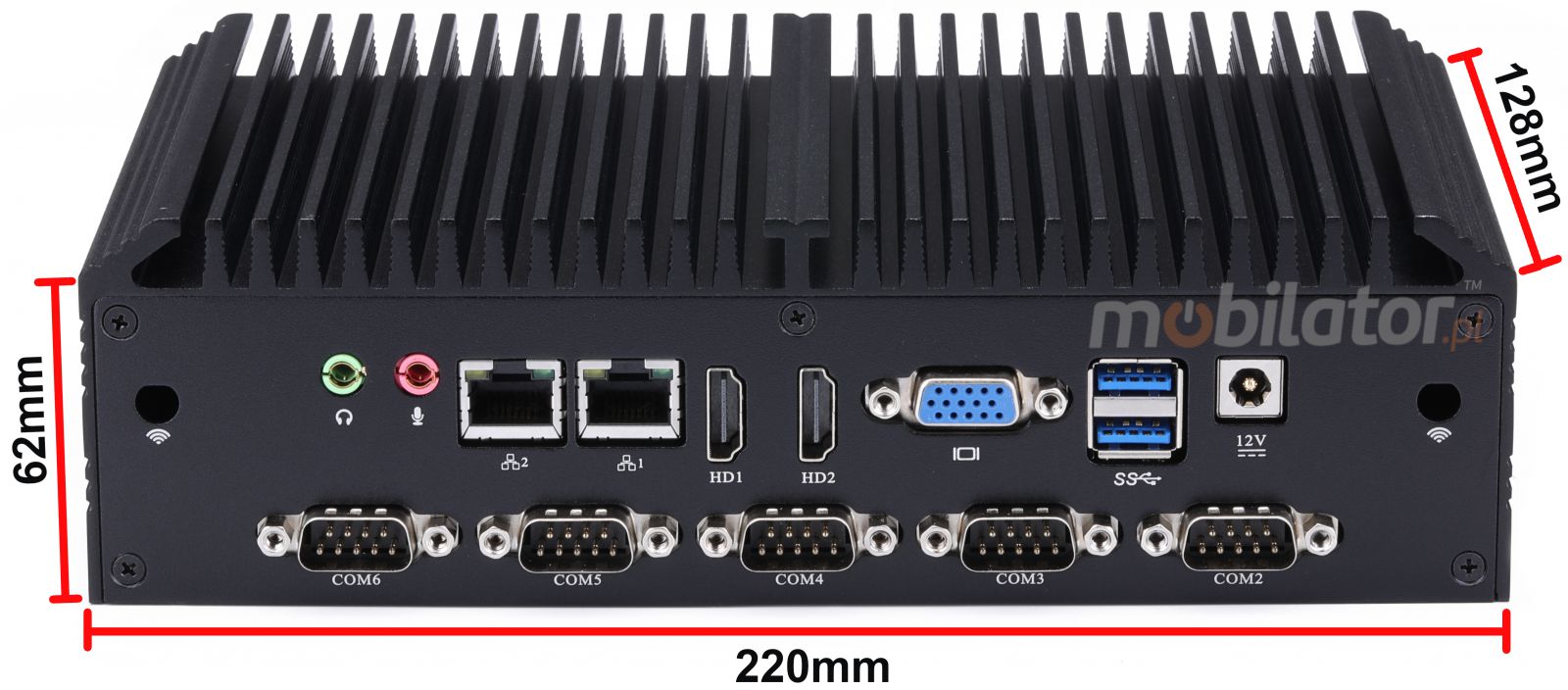 mBox X155 Barebone - Przemysowy MiniPC z procesorem Intel Celeron 3865U - Wymiary