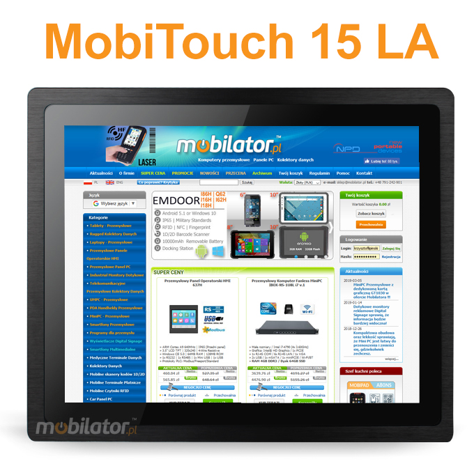MobiTouch -  wzmocniony Panel komputerowy z systemem Android i z norm IP65 na przedni cz obudowy mobilator com intel j1900 pl