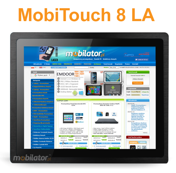 MobiTouch -  wzmocniony Panel komputerowy z systemem Android i z norm IP65 na przedni cz obudowy mobilator com intel j1900 pl