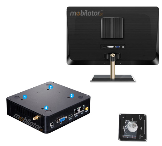 Wzmocniony mini Komputer Przemysowy Fanless MiniPC yBOX GX30 - 3215U v.3 mocowanie VESA mobilator szybki 2 lan rj45