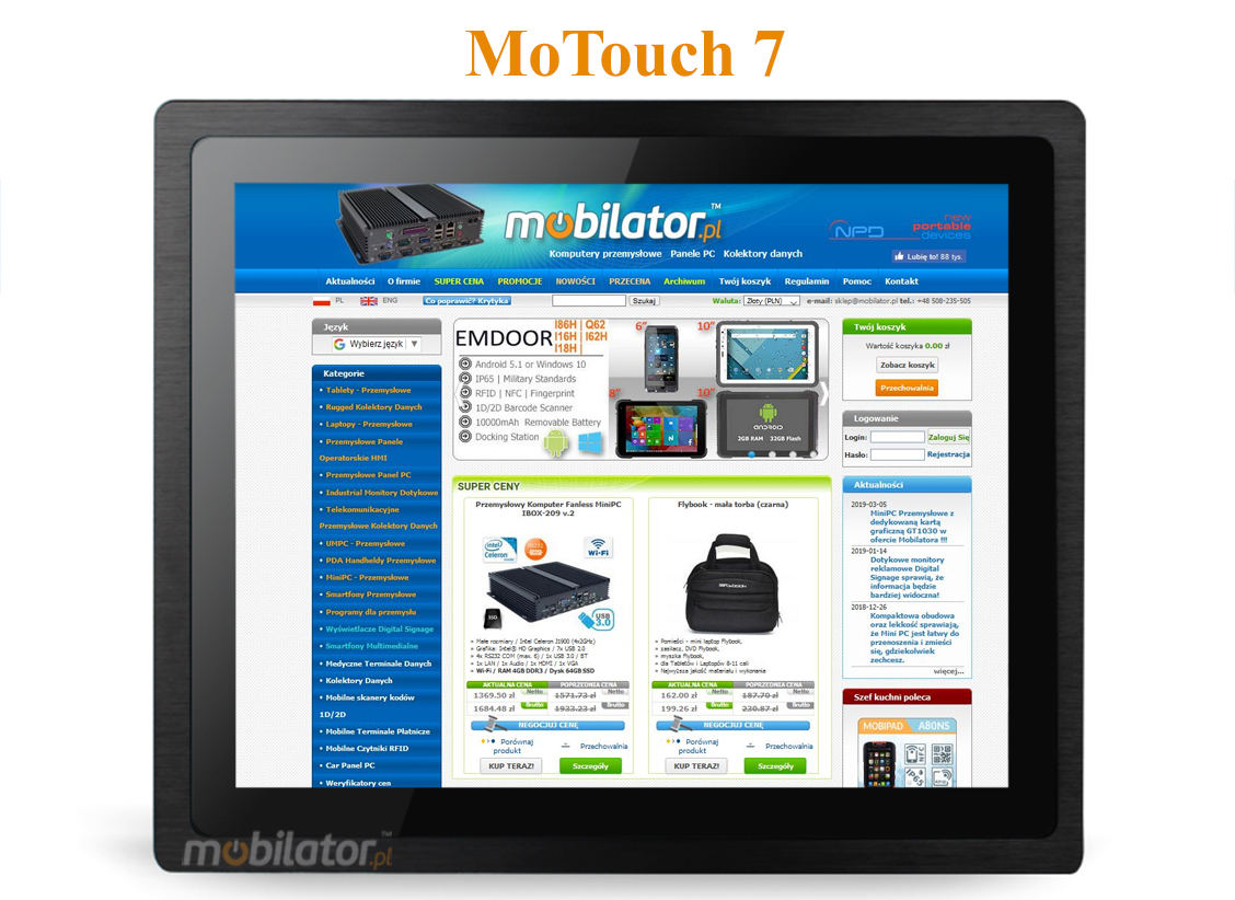 Monitor dotykowy MoTouch 7  Monitor dotykowy Ekran pojemnociowy capacitive wywietlacz 7 cali LED mobilator.pl New Portable Devices VGA HDMI