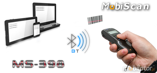 MobiScan Hand Mini MS398 Bluetooth 2.0 MOBISCAN HAND MINI MS-398 IP64 Skaner 1D Laser Bezprzewodowy Bluetooth 2.0 Porczny MobiSCAN  Kompatybilny Windows Android IOS mobilator.pl New Portable Devices Mobilne Skanery kodw kreskowych MINI