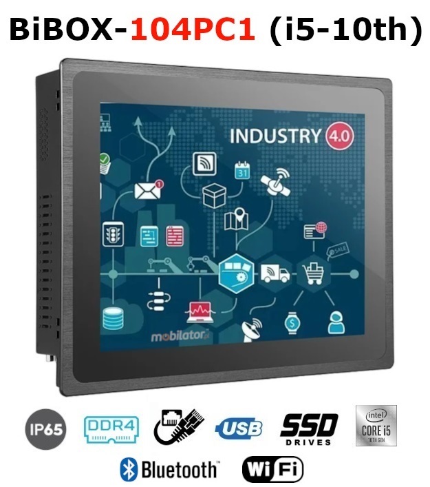 BiBOX-104PC1 (i5-10th) Przemysowy komputer panelowy PanelPC z nowoczesnym procesorem i5 i moduem WiFi + Bluetooth