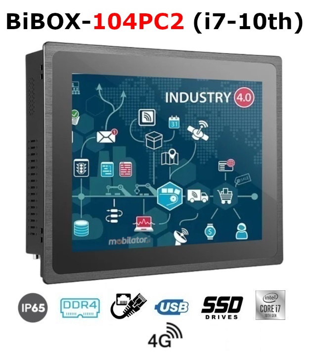 BiBOX-104PC2 (i7-10th) 2xLAN - Przemysowy komputer panelowy PanelPC z nowoczesnym procesorem i7-10510U i moduem 4G