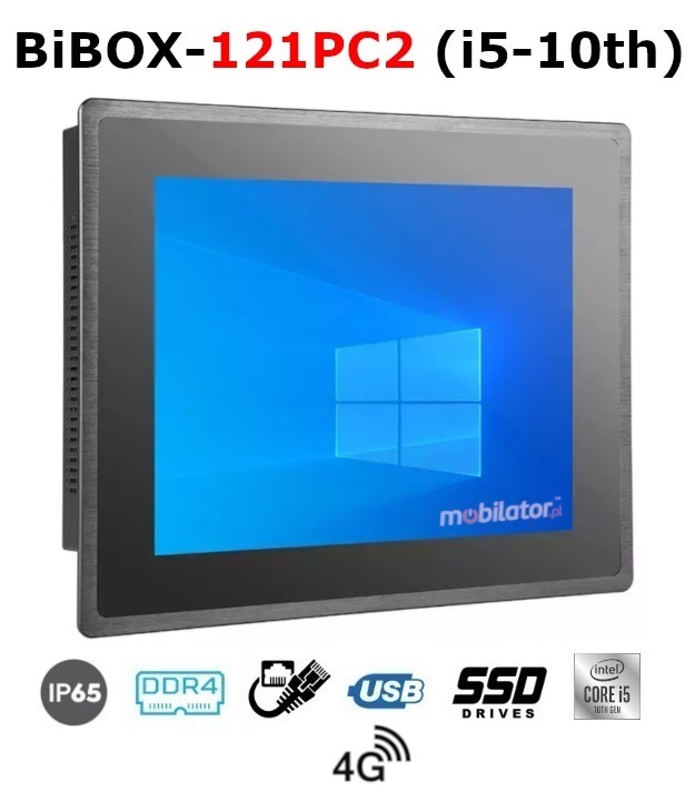 BiBOX-121PC2 (i5-10th) 2xLAN - Przemysowy komputer panelowy PanelPC z nowoczesnym procesorem i5-10210U i moduem 4G