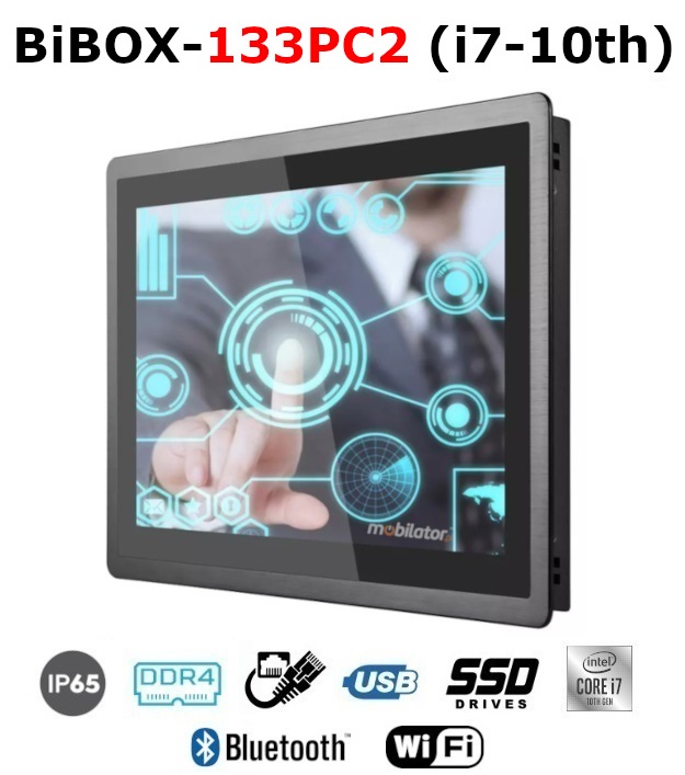 BiBOX-133PC2 (i7-10th) 2xLAN - Przemysowy komputer panelowy PanelPC z nowoczesnym procesorem i7-10510U i moduem WiFi + Bluetooth