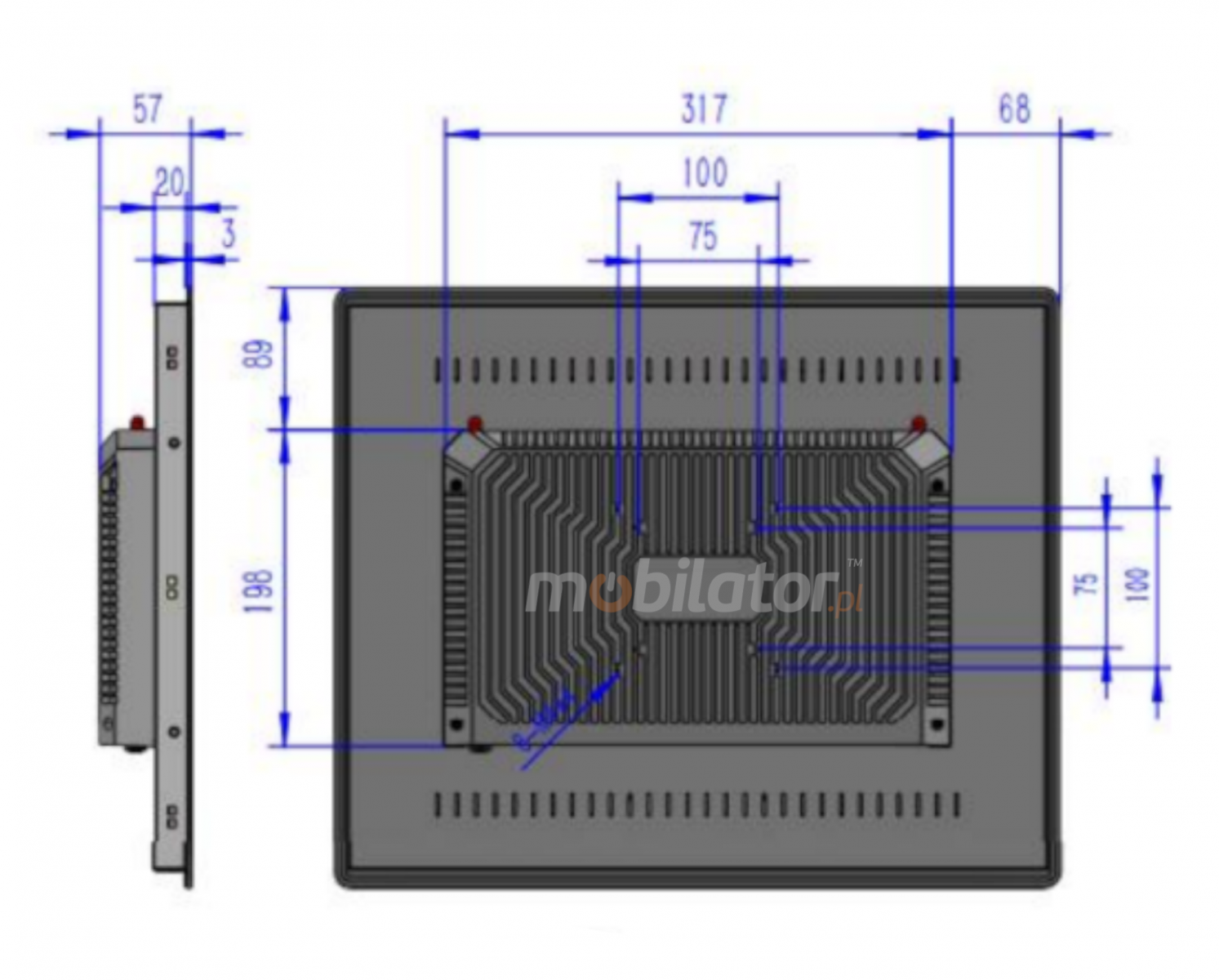 wymiary nowoczesnego panela BIBOX-190PC2 