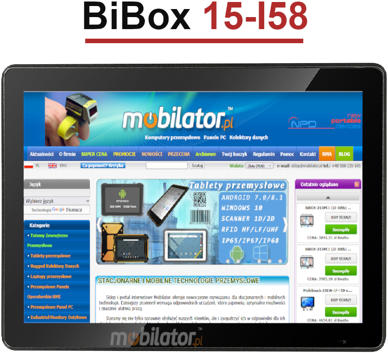 Wielozadaniowy Panel PC BiBox 15-I58 z metalow obudow 