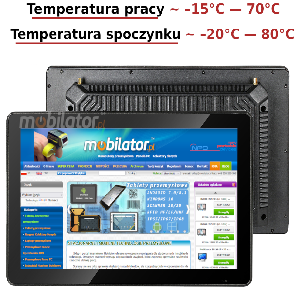 Odporno panelu BIBox 17-I58 na ekstremalne temperatury