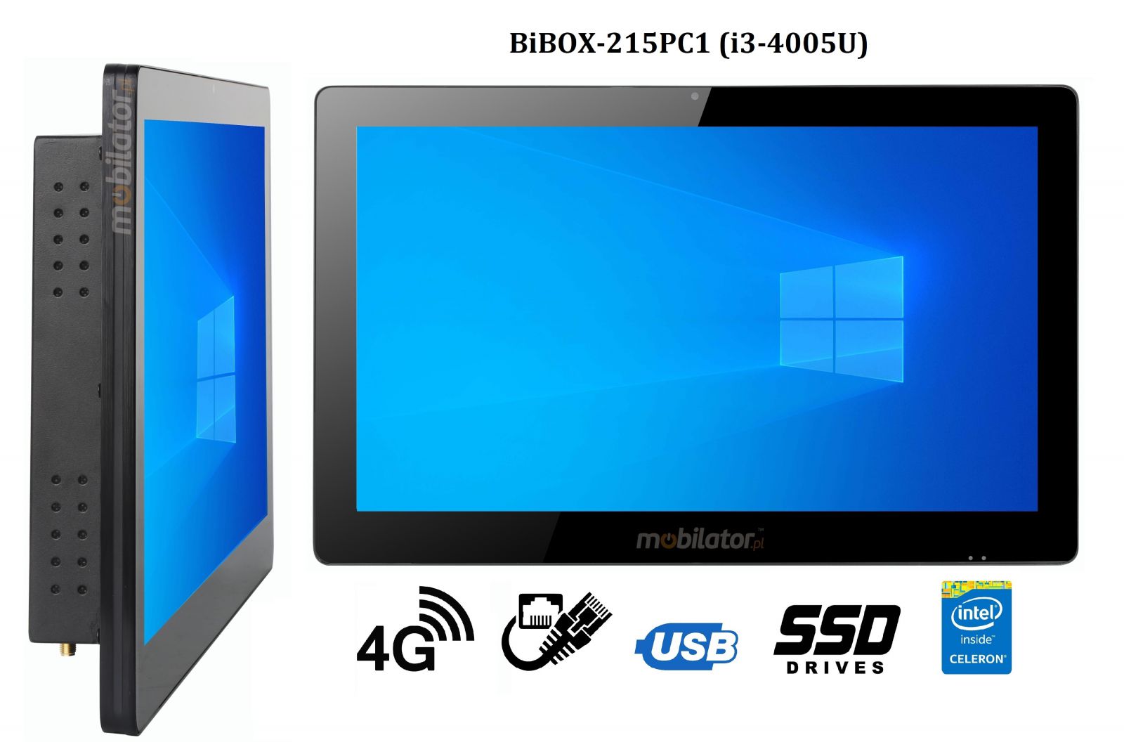 BiBOX-215PC1 (i3-4005U)v.5 - Wzmocniony panel komputerowy z IP65 (odporno woda i py) z dyskiem SSD 256 GB, technologi 4G oraz WiFi