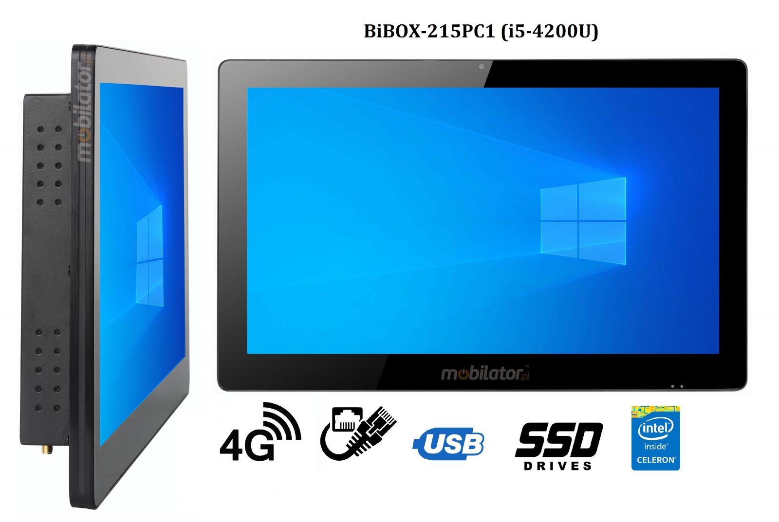 BiBOX-215PC1 (i5-4200U) v.5 - Wzmocniony panel komputerowy z IP65 (odporno woda i py) z dyskiem SSD 256 GB, technologi 4G oraz WiFi