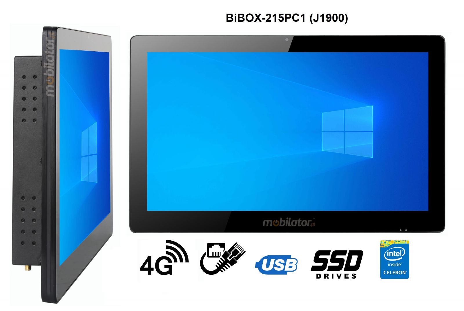 BiBOX-215PC1 (J1900) v.4 - Wzmocniony panel komputerowy z IP65 (odporno woda i py) z dyskiem SSD 256 GB, technologi 4G oraz WiFi