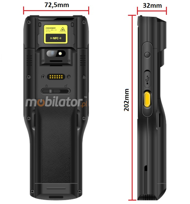 Chainway C61-PC v.10 wzmocniony smartfon odporny wygodny stylowy design skaner kodw kreskowych 2D Honeywell UHF Indy Impinj R2000