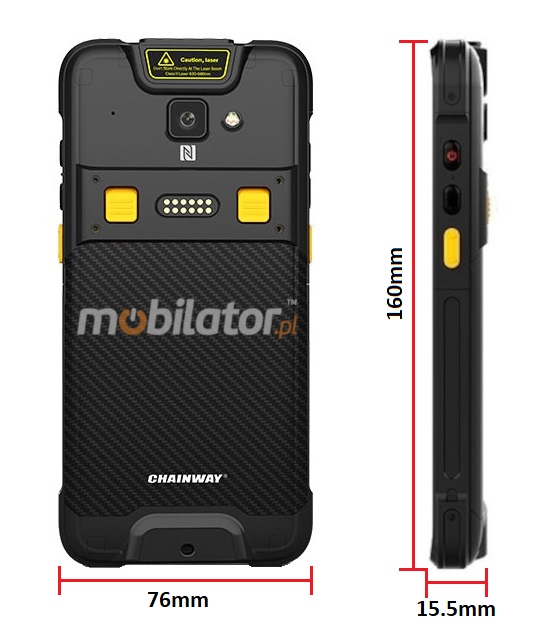 Chainway C66-Volume v.1 wzmocniony smartfon odporny wygodny stylowy design skaner kodw kreskowych 2D Zebra