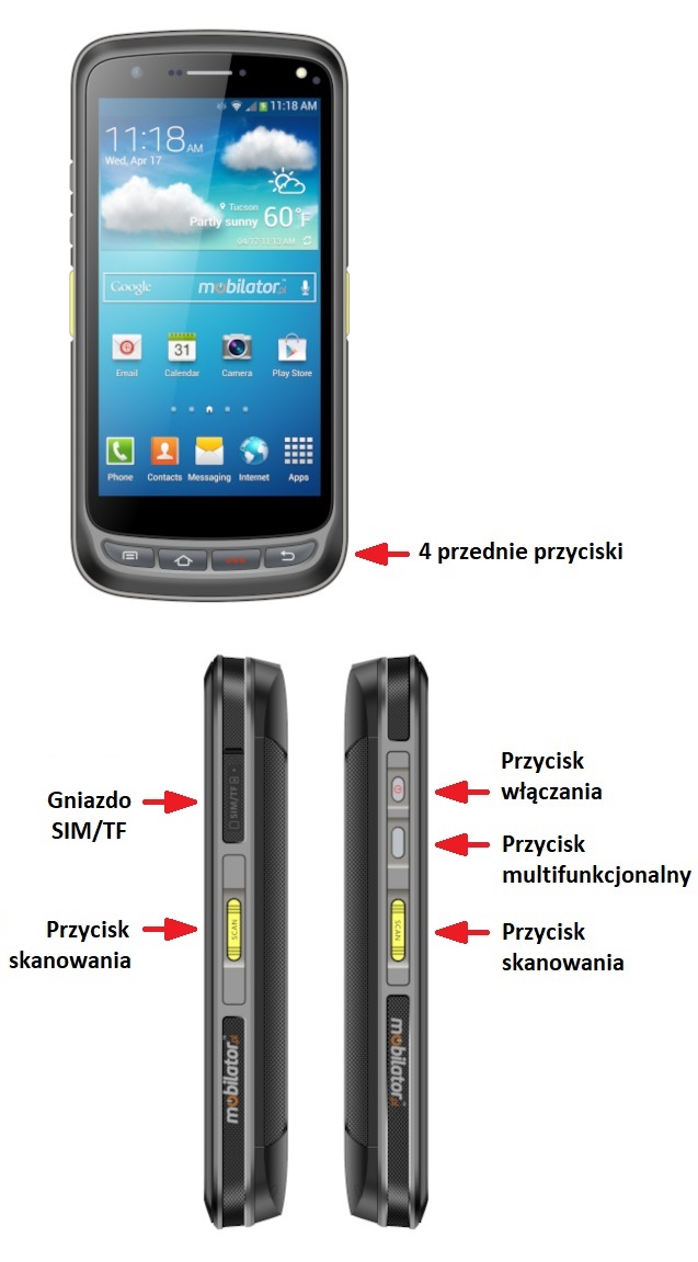 Chainway C72-AE ergonomiczne przyciski wydajny i energooszczdny procesor MTK MT6765 (8x2.30GHz)