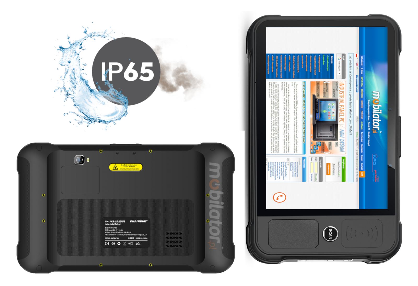 przemysowy tablet P80-PE wraz z norm IP65