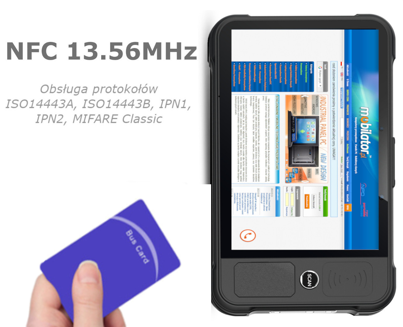 krtki zasig NFC w tablecie Chainway P80-PE